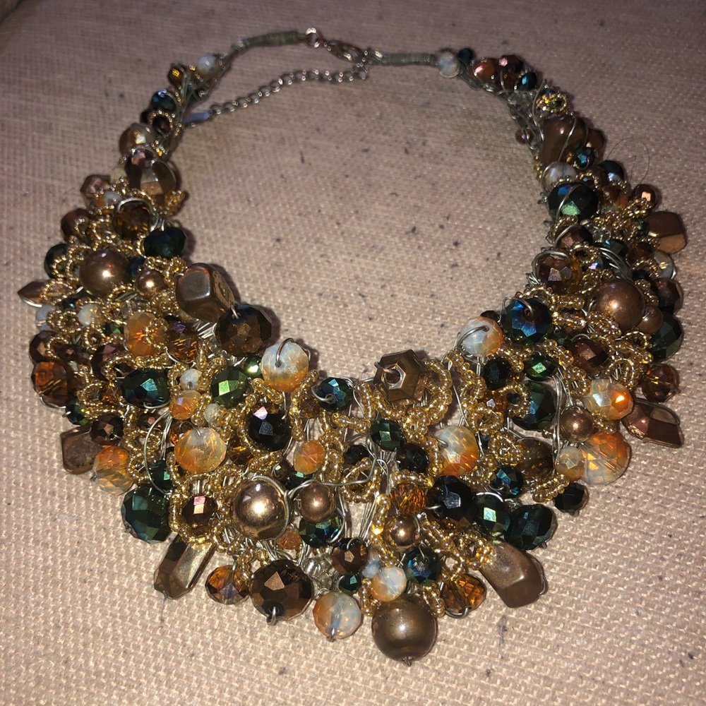 ALDO Arvan Gold, Green Statement Necklace